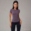 A purple short-sleeved T-shirt for women made of mulberry silk, a loose Korean-style top Specification image